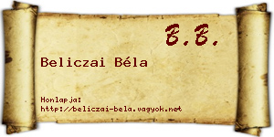 Beliczai Béla névjegykártya