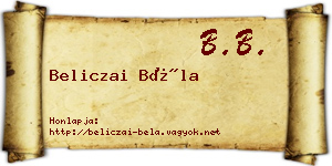 Beliczai Béla névjegykártya